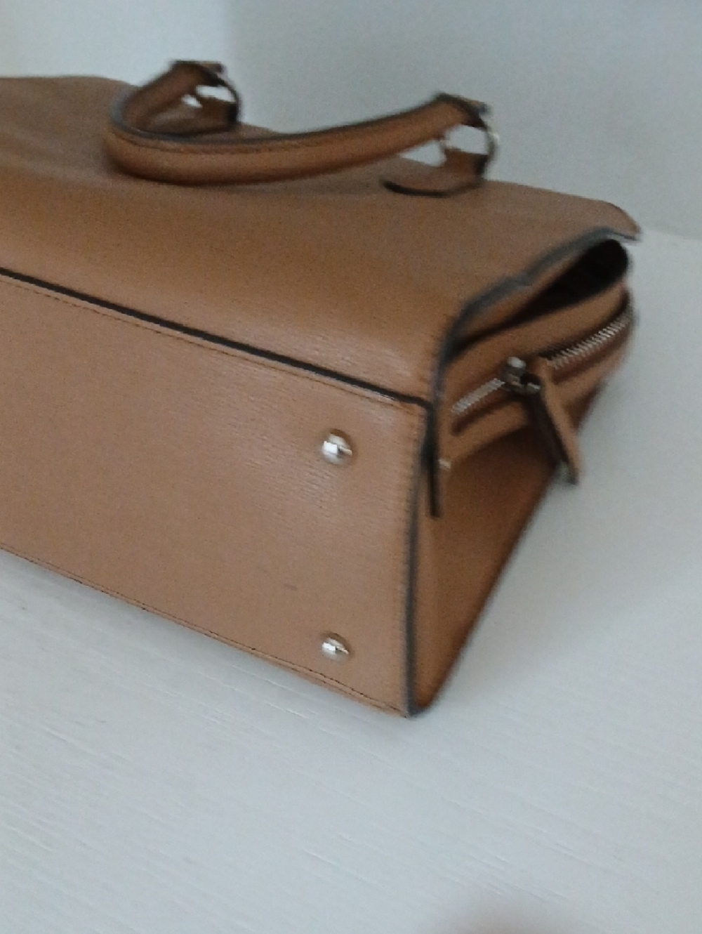Nine West Cognac Structured Satchel Handbag - Picture 4 of 6